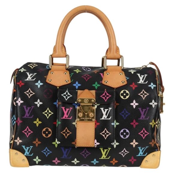 LOUIS VUITTON Monogram Multicolor Speedy 30 Hand Bag Black M92642 Auth 128856V - Picture 15 of 16
